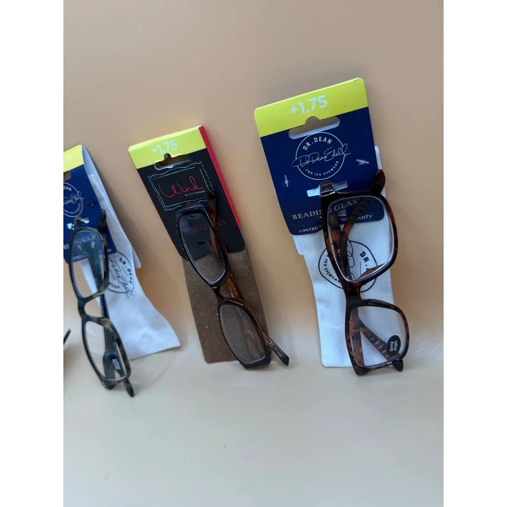 Lot of 3 Dr. Dean ICU Eyewear Reading Glasses Readers Different Frames‎ +1.75